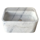 Carrara White Marble Rectangular Wall-mount Bathroom Sink (W)16" (L)24" (H)12" Carrara White Marble Rectangular Wall-mount Bathroom Sink (W)16" (L)24" (H)12"