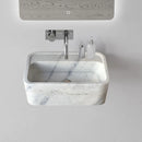 Carrara White Marble Rectangular Wall-mount Bathroom Sink (W)16" (L)24" (H)12" Carrara White Marble Rectangular Wall-mount Bathroom Sink (W)16" (L)24" (H)12"