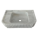 Carrara White Marble Wall-mount Bathroom Vanity Sink Fluted (W)16" (L)28" (H)6" Carrara White Marble Wall-mount Bathroom Vanity Sink Fluted (W)16" (L)28" (H)6"