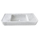 Carrara White Marble Wall-mount Bathroom Vanity Sink Fluted (W)16" (L)40" (H)6" polished top angle view Carrara White Marble Wall-mount Bathroom Vanity Sink Fluted (W)16" (L)40" (H)6" polished top angle view