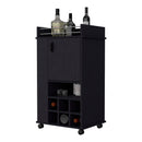 Allandale 1-Door Bar Cart with Wine Rack and Casters Black Allandale 1-Door Bar Cart with Wine Rack and Casters Black