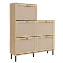 Walker Edison | Rattan 5 Door Shoe Rack Walker Edison | Rattan 5 Door Shoe Rack