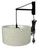18"W MAST Plug-In Wall Mount Pendant 1 Light Black Cord/Arm Textured Oatmeal Shade 18"W MAST Plug-In Wall Mount Pendant 1 Light Black Cord/Arm Textured Oatmeal Shade