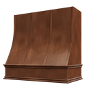 Chocolate Wood Range Hood With Sloped Strapped Front and Decorative Trim - 30", 36", 42", 48", 54" and 60" Widths Available Chocolate Wood Range Hood With Sloped Strapped Front and Decorative Trim - 30", 36", 42", 48", 54" and 60" Widths Available