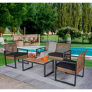 Walker Edison | Outdoor Wicker 4-Piece Patio Furniture Set Walker Edison | Outdoor Wicker 4-Piece Patio Furniture Set