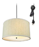 18"W 2 Light Swag Plug-In Pendant  Textured Oatmeal with Diffuser Black Cord 18"W 2 Light Swag Plug-In Pendant  Textured Oatmeal with Diffuser Black Cord