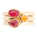 Dainty Stackable Red and Yellow Agate Golden Ring Set Dainty Stackable Red and Yellow Agate Golden Ring Set