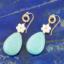 Dani Blue Turquoise Magnesite Flower Golden Drop Earrings Dani Blue Turquoise Magnesite Flower Golden Drop Earrings