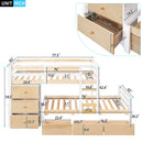 Twin over Twin Loft Bunk Bed with Drawers and Ladder, Natural Twin over Twin Loft Bunk Bed with Drawers and Ladder, Natural