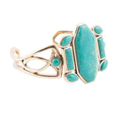Deco Green Turquoise and Golden Statement Cuff Bracelet Deco Green Turquoise and Golden Statement Cuff Bracelet