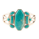 Deco Green Turquoise and Golden Statement Cuff Bracelet Deco Green Turquoise and Golden Statement Cuff Bracelet
