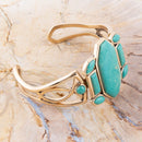 Deco Green Turquoise and Golden Statement Cuff Bracelet Deco Green Turquoise and Golden Statement Cuff Bracelet