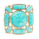 Deco Green Turquoise Golden Statement Ring Deco Green Turquoise Golden Statement Ring