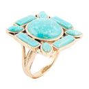 Deco Green Turquoise Golden Statement Ring Deco Green Turquoise Golden Statement Ring