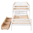 Twin over Twin Loft Bunk Bed with Drawers and Ladder, Natural Twin over Twin Loft Bunk Bed with Drawers and Ladder, Natural