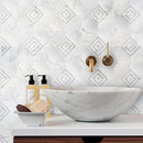 Palia White Dolomite Dimensional Mosaic Tile Stella Design on 12" x 12" Mesh - Polished Palia White Dolomite Dimensional Mosaic Tile Stella Design on 12" x 12" Mesh - Polished
