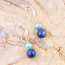 Dreamy Blue Lapis Green Golden Drop Earrings Dreamy Blue Lapis Green Golden Drop Earrings