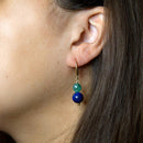 Dreamy Blue Lapis Green Golden Drop Earrings Dreamy Blue Lapis Green Golden Drop Earrings