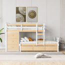 Twin over Twin Loft Bunk Bed with Drawers and Ladder, Natural Twin over Twin Loft Bunk Bed with Drawers and Ladder, Natural