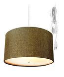 2 Light Swag Plug-In Pendant 18"w Chocolate Burlap with Diffuser, White Cord 2 Light Swag Plug-In Pendant 18"w Chocolate Burlap with Diffuser, White Cord