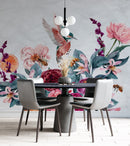 Flying Birds with Flower Bouquet Wallpaper Mural Flying Birds with Flower Bouquet Wallpaper Mural