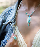 Emile Sterling Silver and Blue Turquoise Pendant Necklace Emile Sterling Silver and Blue Turquoise Pendant Necklace