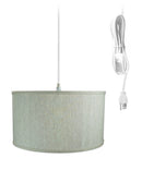 18"W 1 Light Swag Plug-In Pendant  Textured Oatmeal Shade White Cord 18"W 1 Light Swag Plug-In Pendant  Textured Oatmeal Shade White Cord