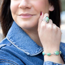 Faceted Blue Turquoise and Sterling Silver Link Bracelet Faceted Blue Turquoise and Sterling Silver Link Bracelet