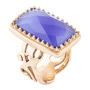 Filigreed Blue Agate Golden Statement Ring Filigreed Blue Agate Golden Statement Ring