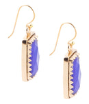 Filigreed Blue Agate Rectangular Shape Golden Drop Earrings Filigreed Blue Agate Rectangular Shape Golden Drop Earrings