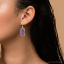 Filigreed Blue Agate Rectangular Shape Golden Drop Earrings Filigreed Blue Agate Rectangular Shape Golden Drop Earrings