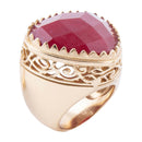 Filigreed Merlot Red Quarrtz Golden Statement Ring Filigreed Merlot Red Quarrtz Golden Statement Ring