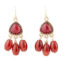 Filigreed Merlot Red Quartz Golden Drop Earrongs Filigreed Merlot Red Quartz Golden Drop Earrongs