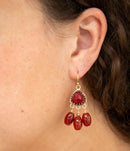 Filigreed Merlot Red Quartz Golden Drop Earrongs Filigreed Merlot Red Quartz Golden Drop Earrongs