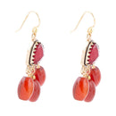 Filigreed Merlot Red Quartz Golden Drop Earrongs Filigreed Merlot Red Quartz Golden Drop Earrongs