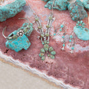 Floral Blue Turquoise and Sterling Silver Ring Floral Blue Turquoise and Sterling Silver Ring