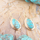 Genuine Blue Turquoise Golden Drop Earrings Genuine Blue Turquoise Golden Drop Earrings
