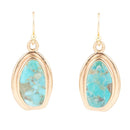 Genuine Blue Turquoise Golden Drop Earrings Genuine Blue Turquoise Golden Drop Earrings