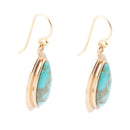 Genuine Blue Turquoise Golden Drop Earrings Genuine Blue Turquoise Golden Drop Earrings