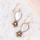 Golden Flower and White Mother of Pearl Drop Earrings Golden Flower and White Mother of Pearl Drop Earrings