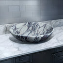 Calacatta Viola Marble Oval Shape Above Vanity Bathroom Sink (W)14" (L)18" (H)5" Calacatta Viola Marble Oval Shape Above Vanity Bathroom Sink (W)14" (L)18" (H)5"