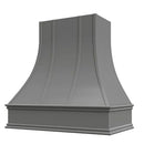 Grey Range Hood With Curved Strapped Front and Decorative Trim - 30", 36", 42", 48", 54" and 60" Widths Available Grey Range Hood With Curved Strapped Front and Decorative Trim - 30", 36", 42", 48", 54" and 60" Widths Available