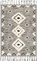Gardner Cream on Gray Wool Tassel Rug - Clearance Gardner Cream on Gray Wool Tassel Rug - Clearance