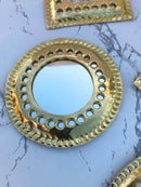 Set of 14 , 7  Small Brass Mirror - Small Decorative Wall Mirrors Set of 14 , 7  Small Brass Mirror - Small Decorative Wall Mirrors