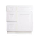 30 Inch White Shaker Single Sink Bathroom Vanity with Drawers on the Left 30 Inch White Shaker Single Sink Bathroom Vanity with Drawers on the Left