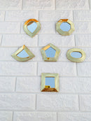 Set of 12 - 6 Small Brass Mirror - Small Decorative Wall Mirrors Set of 12 - 6 Small Brass Mirror - Small Decorative Wall Mirrors