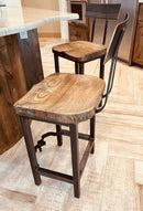 Sturdy wooden bar stools with backs - Rustic counter height stools - Baker Street Stool - Large stool seat with authentic industrial design Sturdy wooden bar stools with backs - Rustic counter height stools - Baker Street Stool - Large stool seat with authentic industrial design