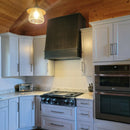 Unfinished Wood Range Hood With Angled Strapped Front and Decorative Trim - 30", 36", 42", 48", 54" and 60" Widths Available Unfinished Wood Range Hood With Angled Strapped Front and Decorative Trim - 30", 36", 42", 48", 54" and 60" Widths Available