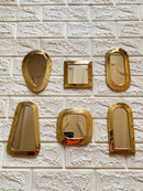 Set of 6 Small Unlacquered Brass Mirror - Brass Small Decorative Wall Mirrors Set of 6 Small Unlacquered Brass Mirror - Brass Small Decorative Wall Mirrors