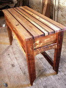 Antique kitchen island butcher block with custom wood design - Small rustic kitchen island in vintage style - Kitchen furniture Antique kitchen island butcher block with custom wood design - Small rustic kitchen island in vintage style - Kitchen furniture